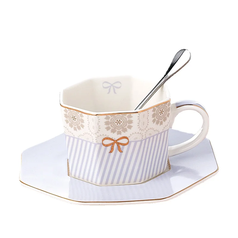 

European bone China coffee cups and saucers afternoon tea set ceramic English red tea cups and saucers household kitchen supplie