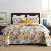 cotton quilt set bedspread on the bed 3pc blanket floral plaid bed cover queen size quilted pillowcases bedspread in the bedroom