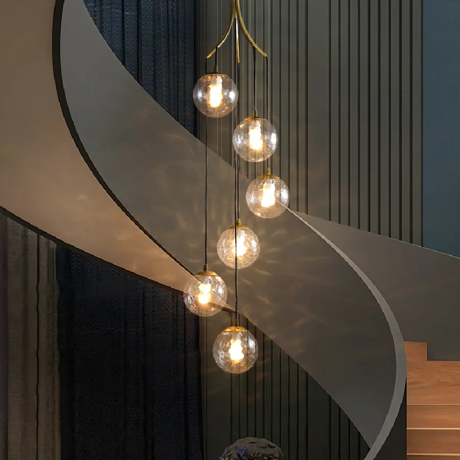 

Stair Chandeliers Nordic Creative Personality Modern Minimalist Loft Apartment High Spiral Staircase Homestay Small Chandelier
