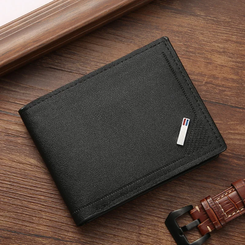

Men's Wallet Short Wallet Men's Youth Fashion Thin Multiple Card Slots Large Capacity Horizontal Business Soft Leather Wallet