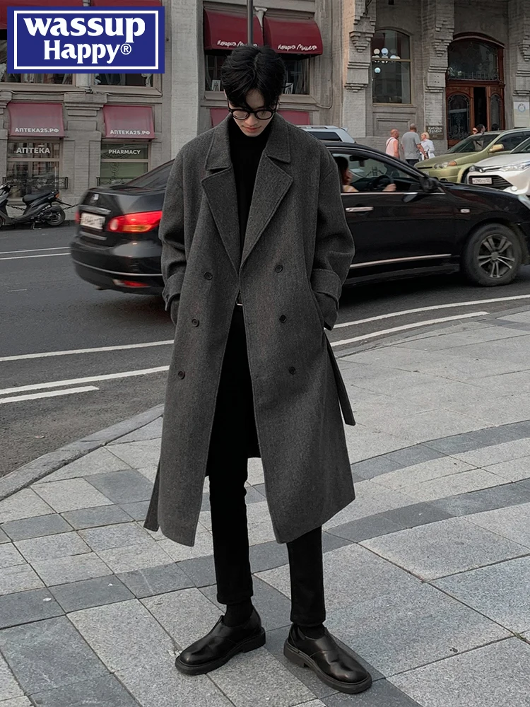 Wassup Happy шерстяное пальто средней длины мужская осенне-зимняя шерстяная верхняя