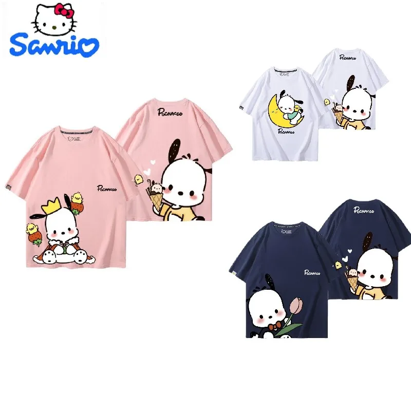 

Kawaii Sanrio cartoon animation peripheral pochacco short sleeve summer cotton cute casual T-shirt top female birthday gift