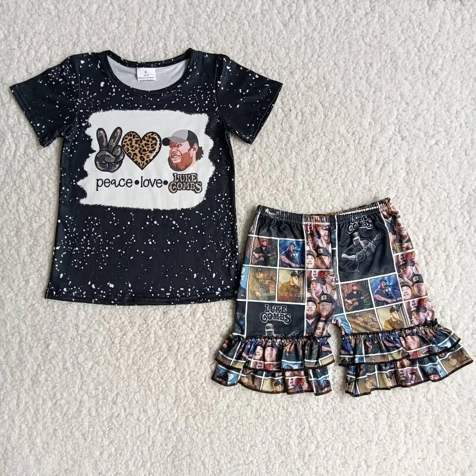 

H​ot Sale RTS Wholesale Kids Girls Clothing Suits Children Summer Apparels Baby Ruffle Shorts Sets