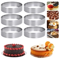1 set mini tart ring stainless steel tartlet mold small circle cutter pie ring diy heat resistant perforated cake mousse molds