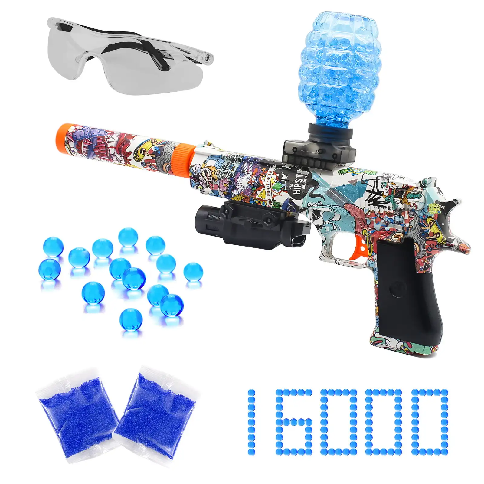 

Tactical Light Gel Blasters Pistols Kids,16000 Beads Splatter Ball Gel Blaster