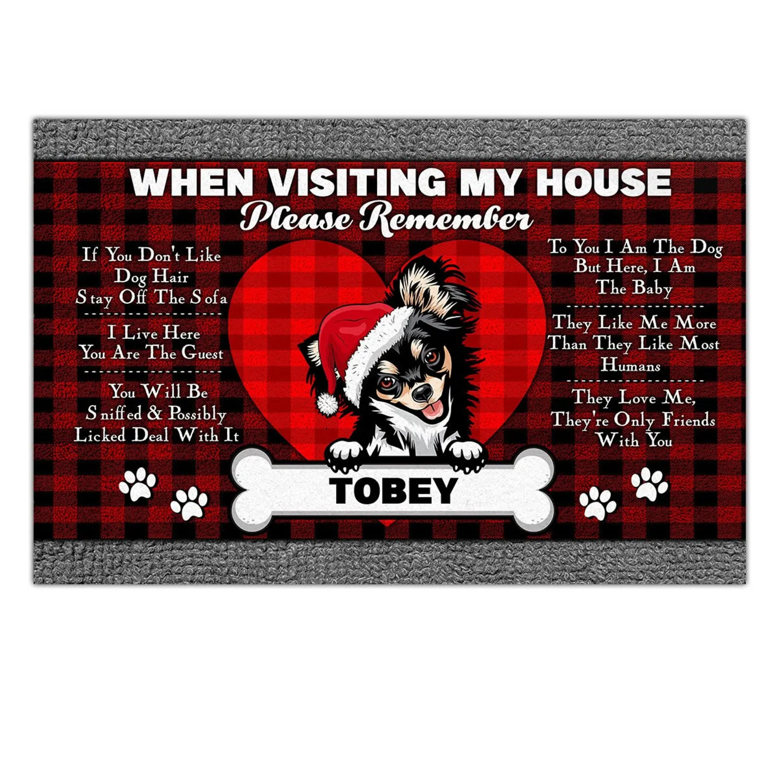 HX чихуахуа коврики с именем на заказ Рождество при посещении моего дома 3D принт