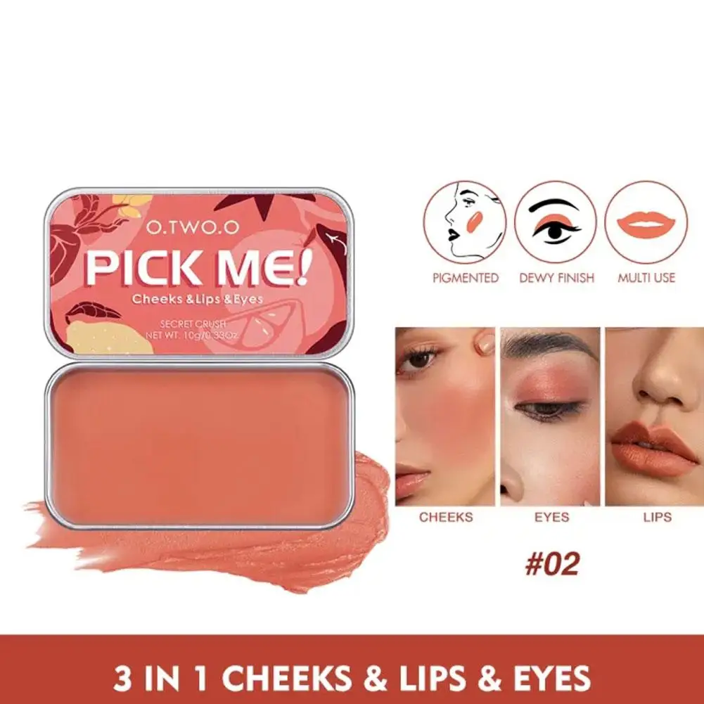 

10g Multifunctional Makeup Palette 3 IN 1 Lipstick Matte Face Lip Eyeshadow Natural Lightweight Tint Blush Blush W3V5