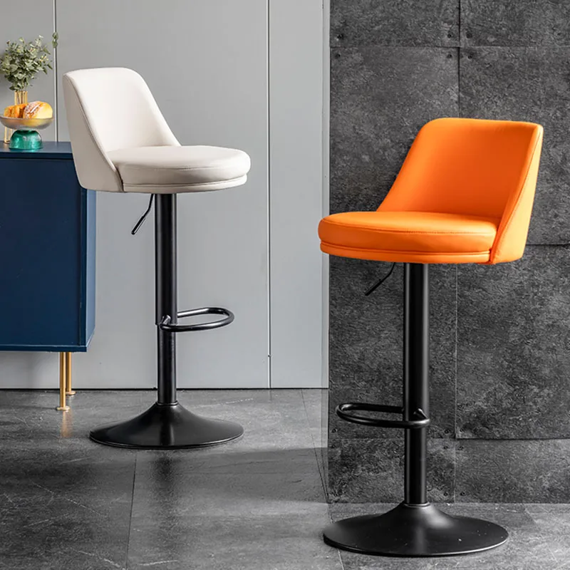 

Orange Designer Bar Chairs Modern Swivel Lifting Dining Retro Cafe Reception Desk Bar Chairs Breakfast Sgabelli White Furniture