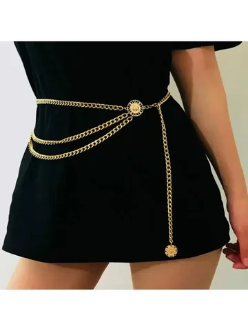 Массивный пояс-цепочка Macroupta золотистый/серебряный