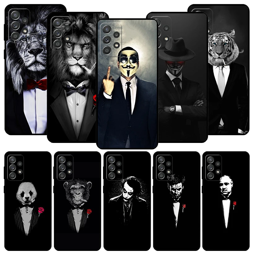Man Suit Shirt Tie Black Phone Case for Samsung Galaxy A51 A71 A41 A31 A21S A50 A70 A40 A30 A20E A10 Note 20 Ultra 10 9 8 Cover