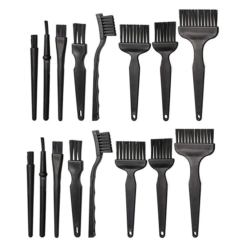 

16 Portable Plastic Handle Anti Static Brushes Small Spaces Cleaning Brushes Computer Keyboard Cleaning Brush Kit Black