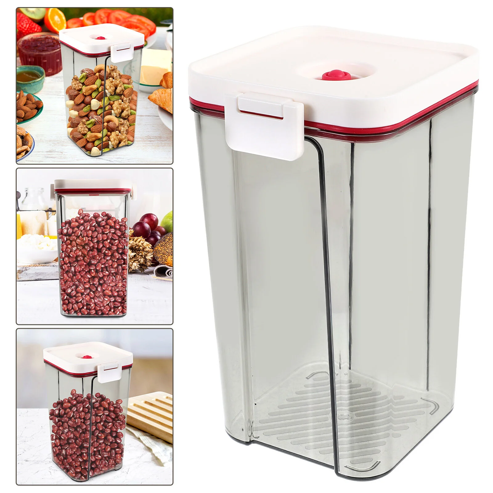 

Transparent Vacuum Fruit Plate Lid Plastic Storage Jars Sealed Grains Clear Organizer Boxs