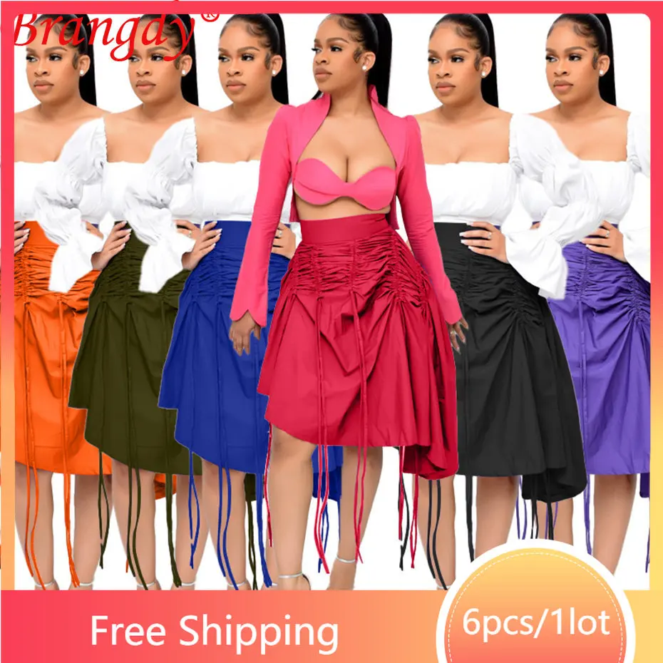 

Юбка женская трапециевидная с завязками, до колена, 6 шт.