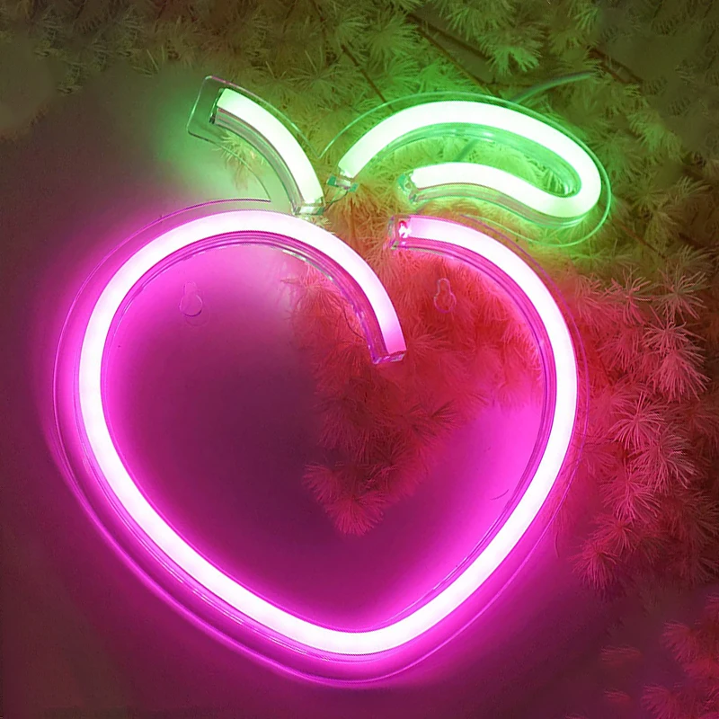 

Женская лампа в форме персика, неоновая лампа в форме сердца, прикроватная лампа, ночник в виде лампы для рождества, свадьбы, дня рождения, лампа дружбы