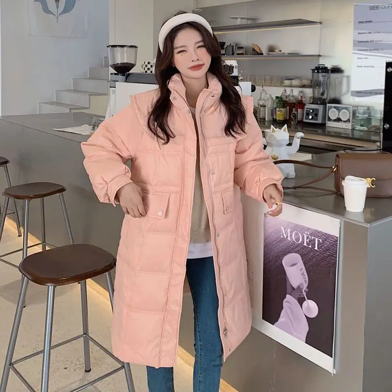 Down Jacket Women New New Down Coat South Winter Navy Collar Medium Long White Duck Down Warm Fashion Down Winter Coat Women