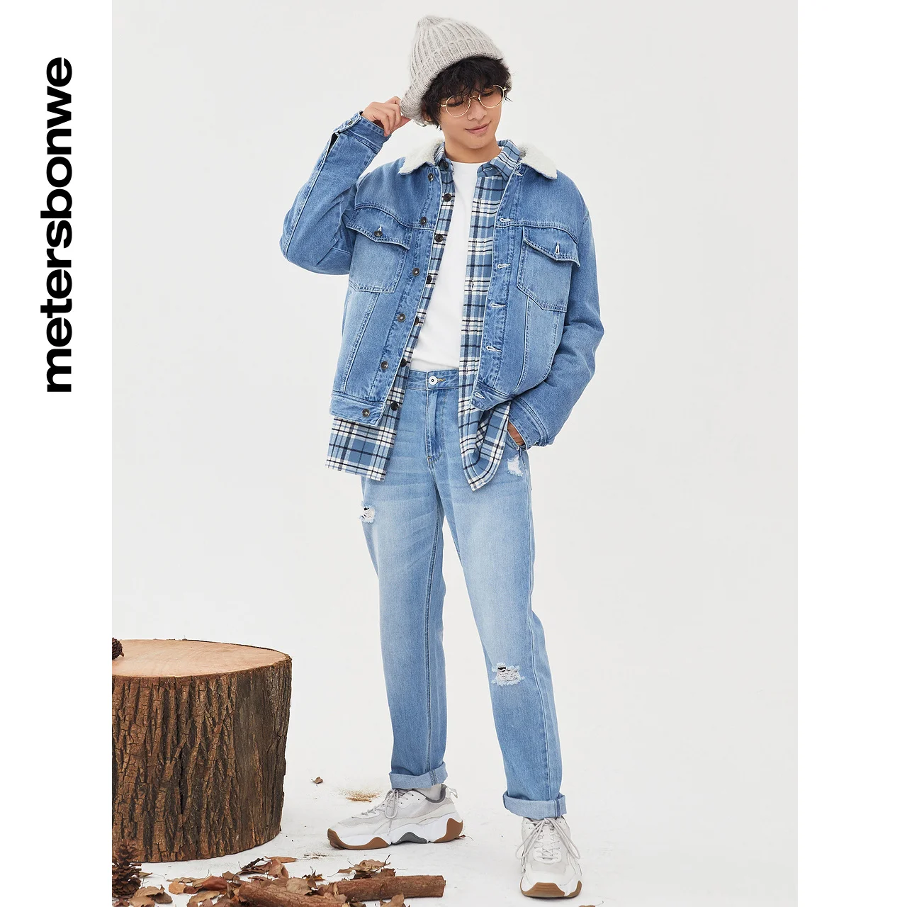 Metersbonwe Men's Casual Woven Denim Coats Winter Pure Cotton Casual Cotton-Padded Jacket Male Warm Short Loose Denim Jackets