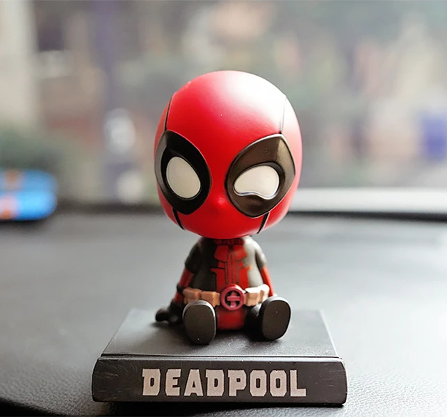 12cm figure deadpool shaking head doll office desktop car decoration bobble heads action figurine toys mobile phone bracket free global shipping