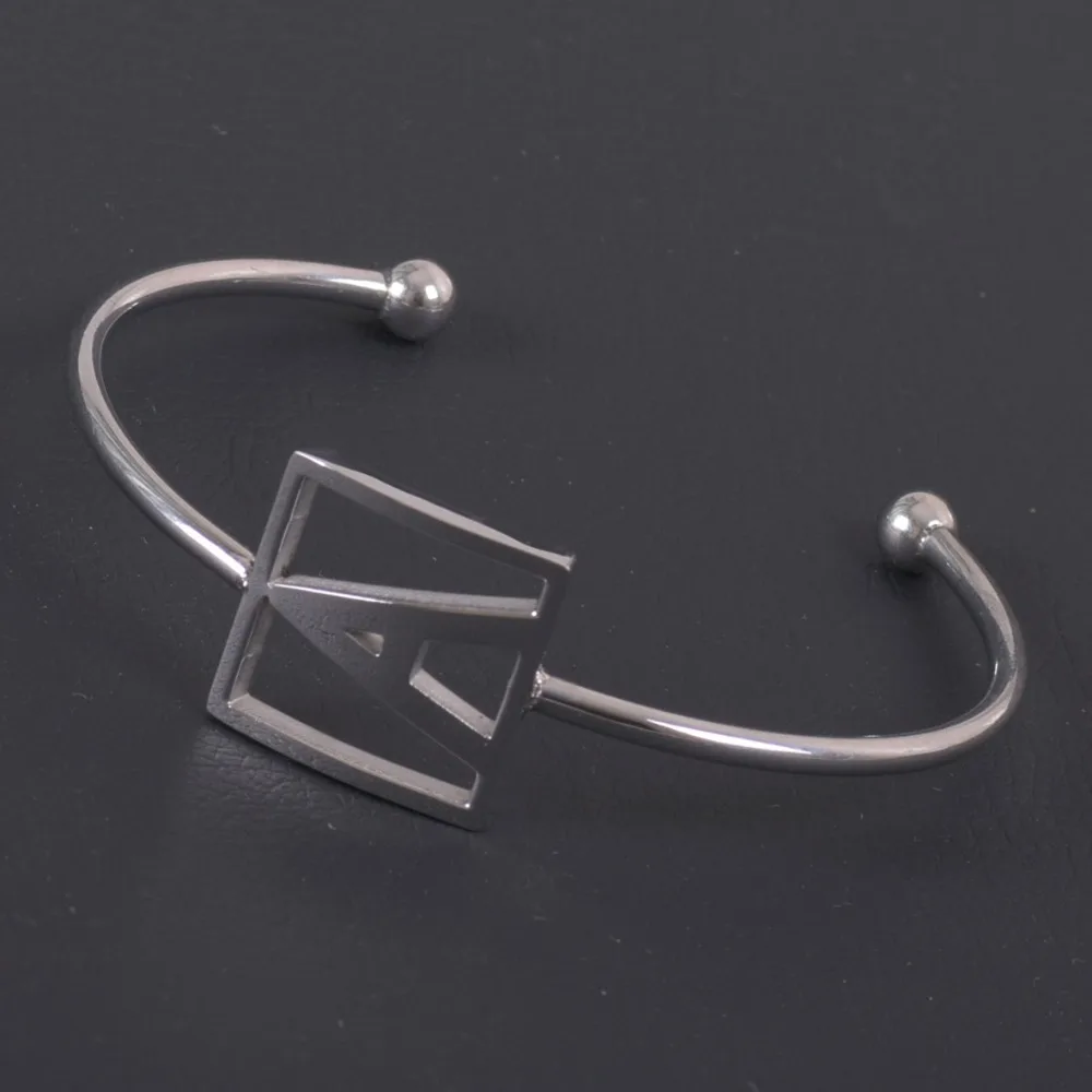 

New Aarrive A Letter Bracelet Stainless Steel Silver Color Name Bangle