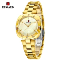 new reward women gold wristwatch luxurytop brand mica shell dial stainless steel strap japanese movement watch gift for female