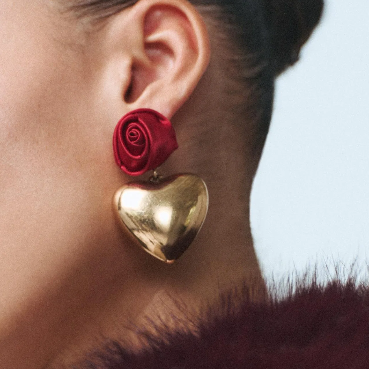 HUANZHI Trend красная роза CCB серьги в форме сердца для женщин и девочек легкие