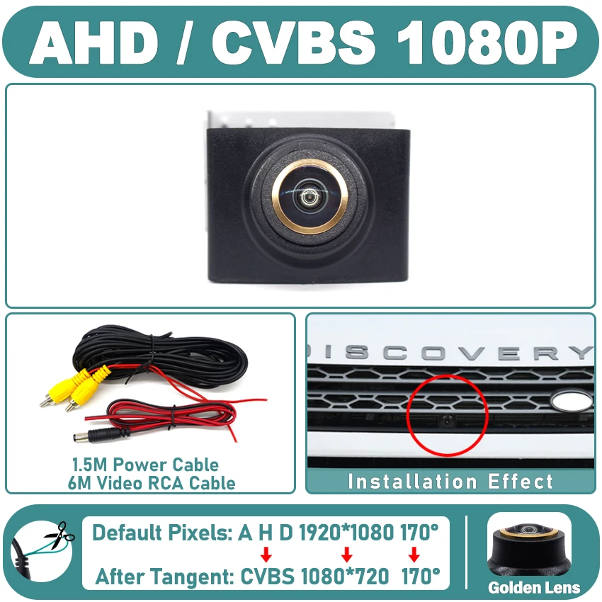 

AHD 1080P Fisheye CCD Автомобильная камера переднего вида с положительным логотипом для парковки Land Rover Range Rover Sport Evoque LRX L538 L405 L494