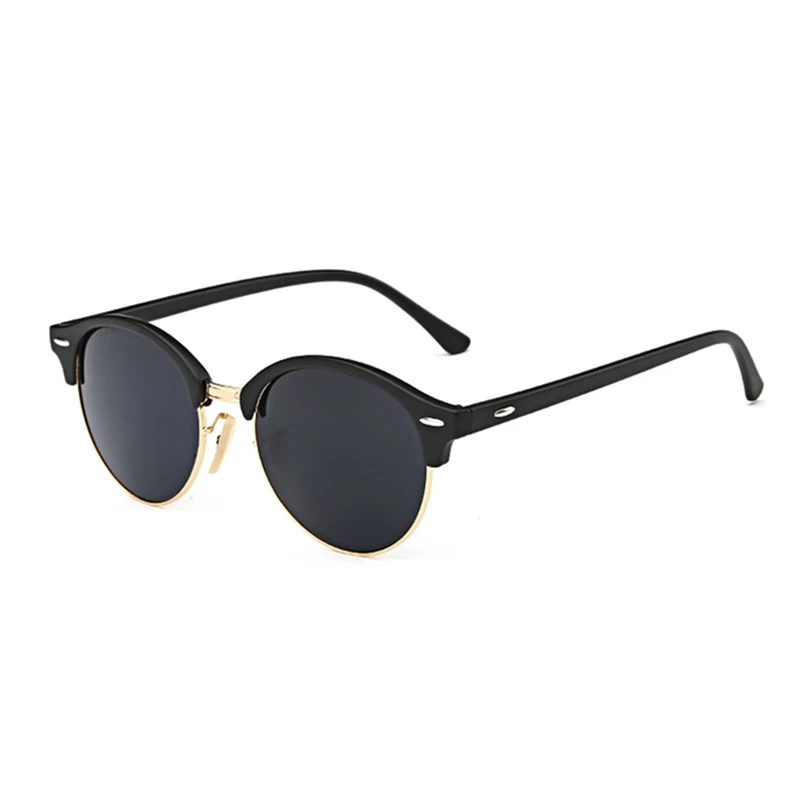 

Солнцезащитные очки в металлической оправе UV400 для мужчин и женщин, дизайнерские круглые, с черными линзами, для вождения