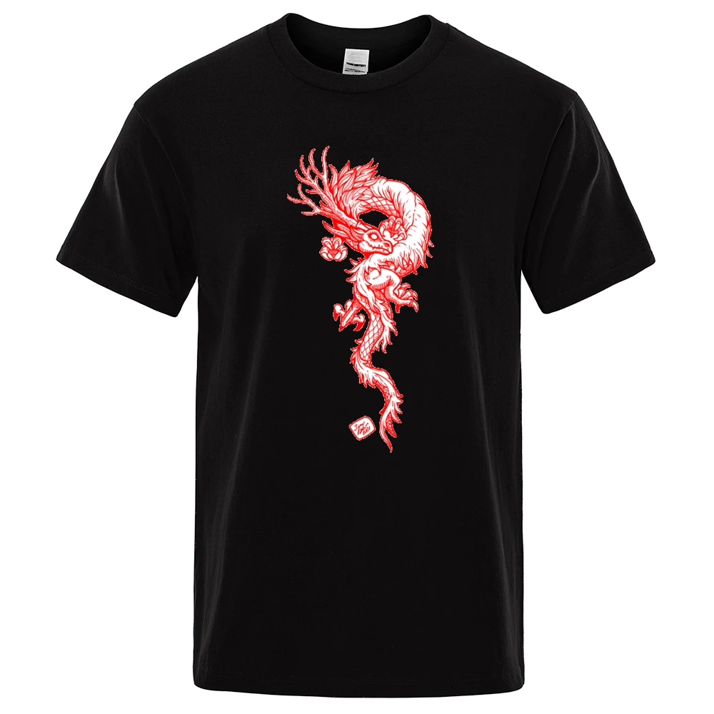 

The dragon soaring into the sky Print Men T-Shirt Fashion Oversize Tops Summer Simplicity Tee Clothing Harajuku Breathable Tops