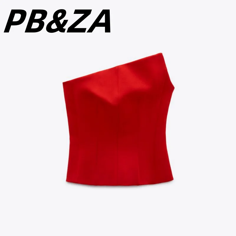 

PB&ZA 2023 New Women's Clothing Solid Color All-match Thin Asymmetric Corset Underwear Tube Top 2680707600