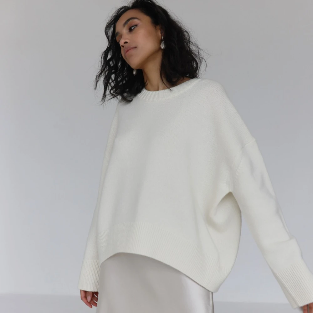 Базовые толстые свитера для женщин сезон осень-зима модный синий вязаный