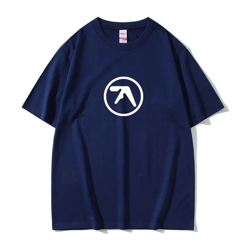 Фото Футболка с логотипом Aphex Twin для мужчин и женщин, повседневные хлопковые винтажные футболки с короткими рукавами, мужские футболки большого размера в стиле хип-хоп, уличная одежда №3