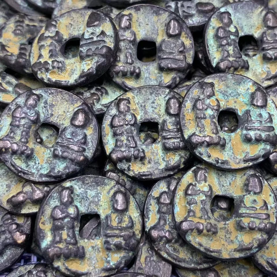 

Chinese Old Original Coin Feng Shui Lucky Golden Boy and Girl Coins 22mm Ancient Copper Money Ching Antique for Collection Gift