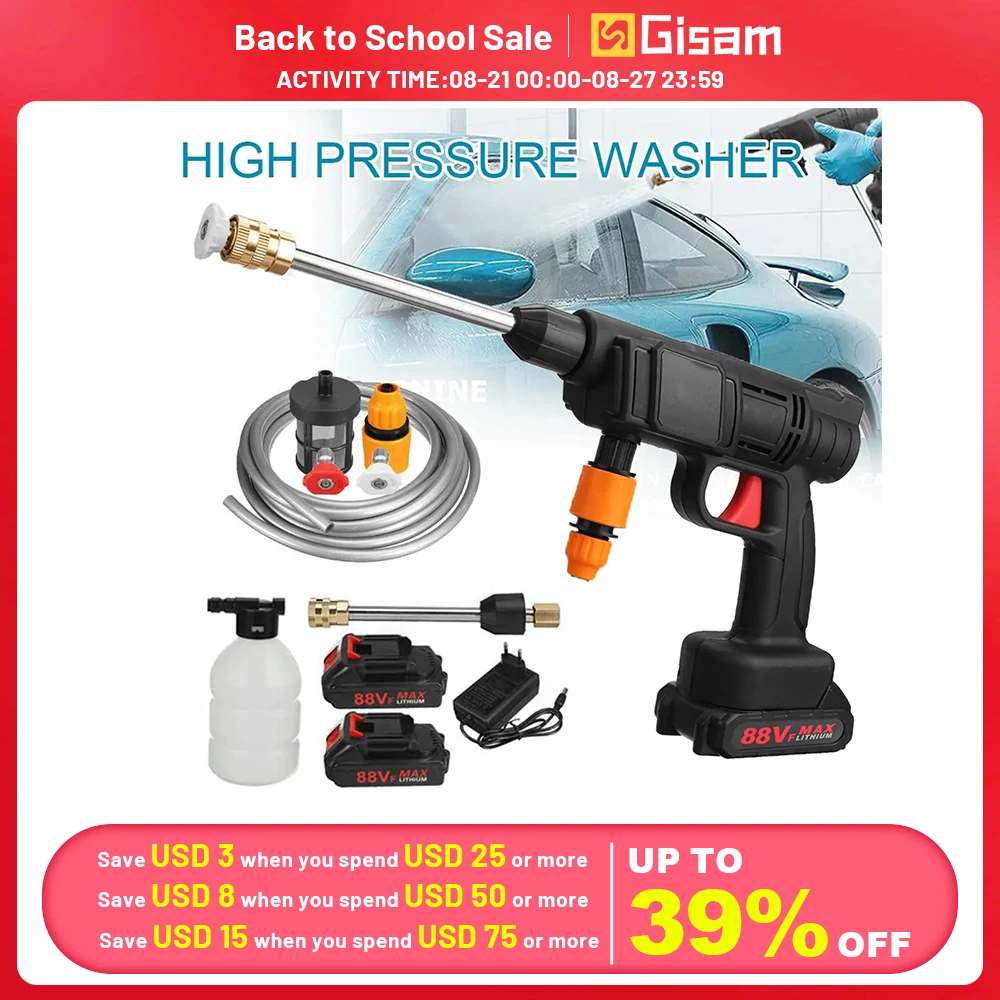 High Pressure Washer Cordless Car Wash Water Gun Tool Spray Gun Battery Foam Cleaning Machine Power Tool for Makita 18V Battery