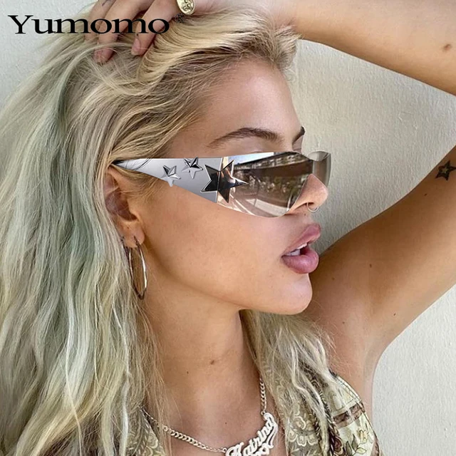 Five Star Rhinestone One Piece Sunglasses y2k Women Goggle Luxury Brand Sun Glasses 2023's Shades Eyewear UV400 Female Designer 1