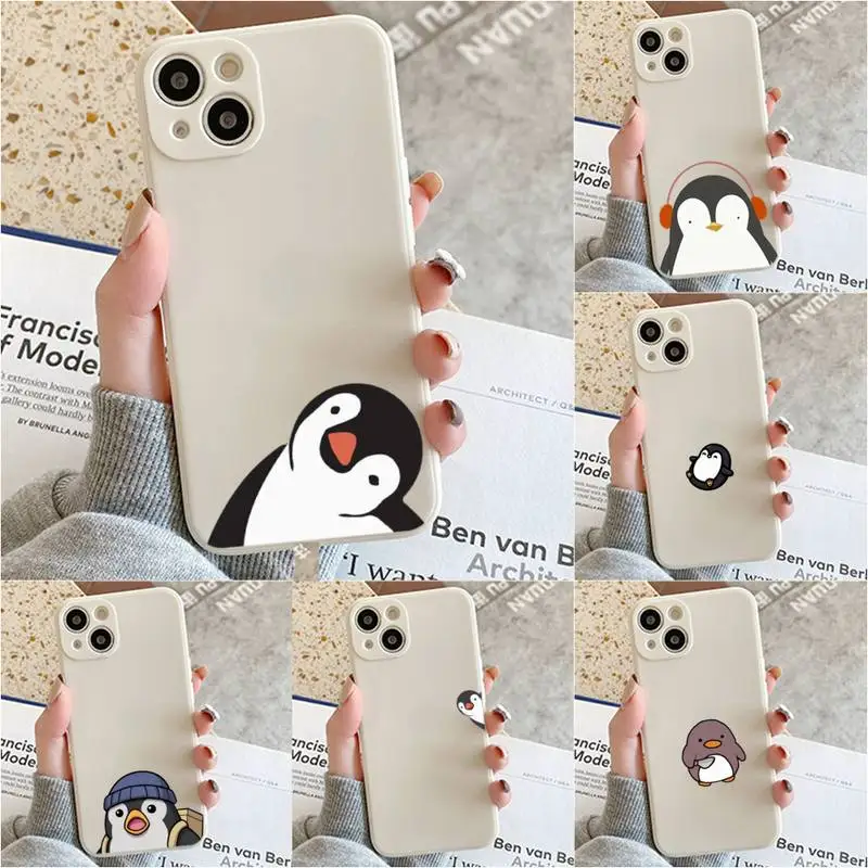 

Cute Lovely Penguin Phone Case For Iphone 7 8 Plus X Xr Xs 11 12 13 Se2020 Mini 14 Pro Max White Case