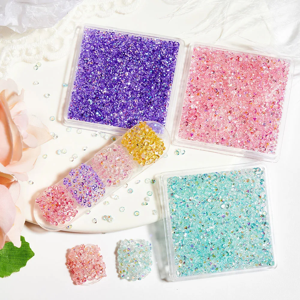 

1 Box Shiny Glass Nail Rhinestone 3D Crystal AB Flatback Micro Caviar Beads DIY Tiny Mini Gems Glitter Nails Art Decorations