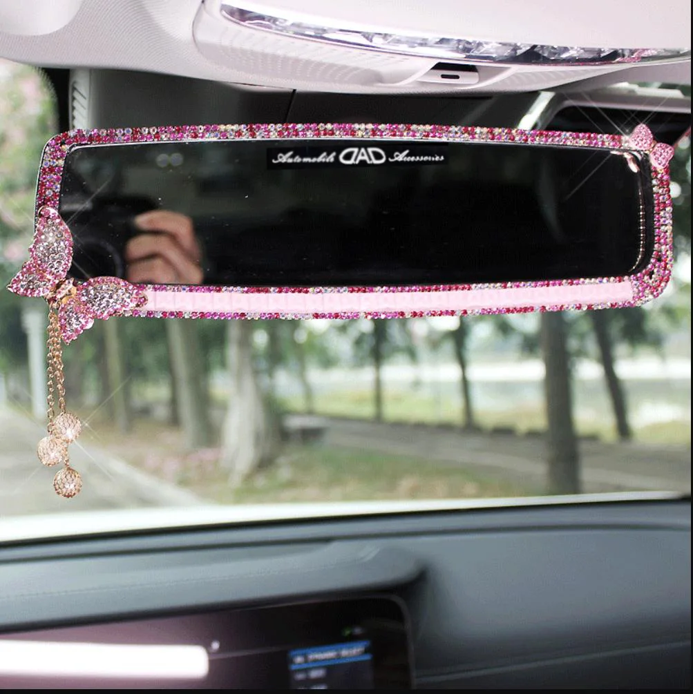 

Милый Мультяшный Бабочка Со Стразами, Автомобильное Зеркало Заднего Вида, Женские Автомобильные Аксессуары