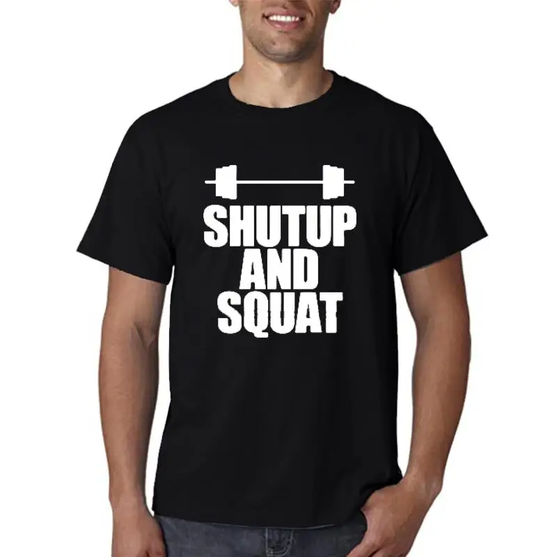 

Мужская футболка с надписью «Shut Up And Squat»