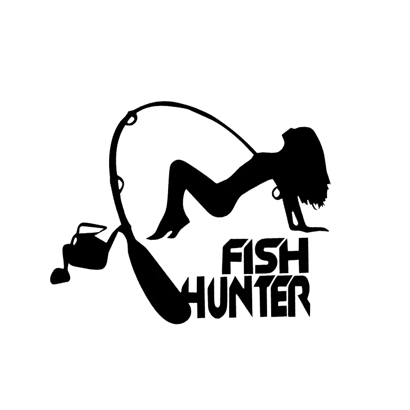 

17*13.5cm Fish hunter charming girl Car Sticker Motorcycle Bumper Laptop Vinyl Decals fishing Beauty Temptation Car accessories