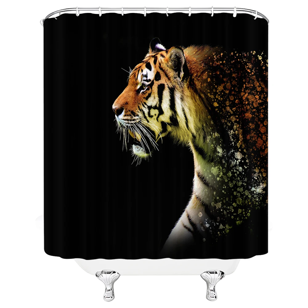 

Tiger Shower Curtain Wildlife Animal Dream Forest Boy Decorative Curtain Set Waterproof Fabric