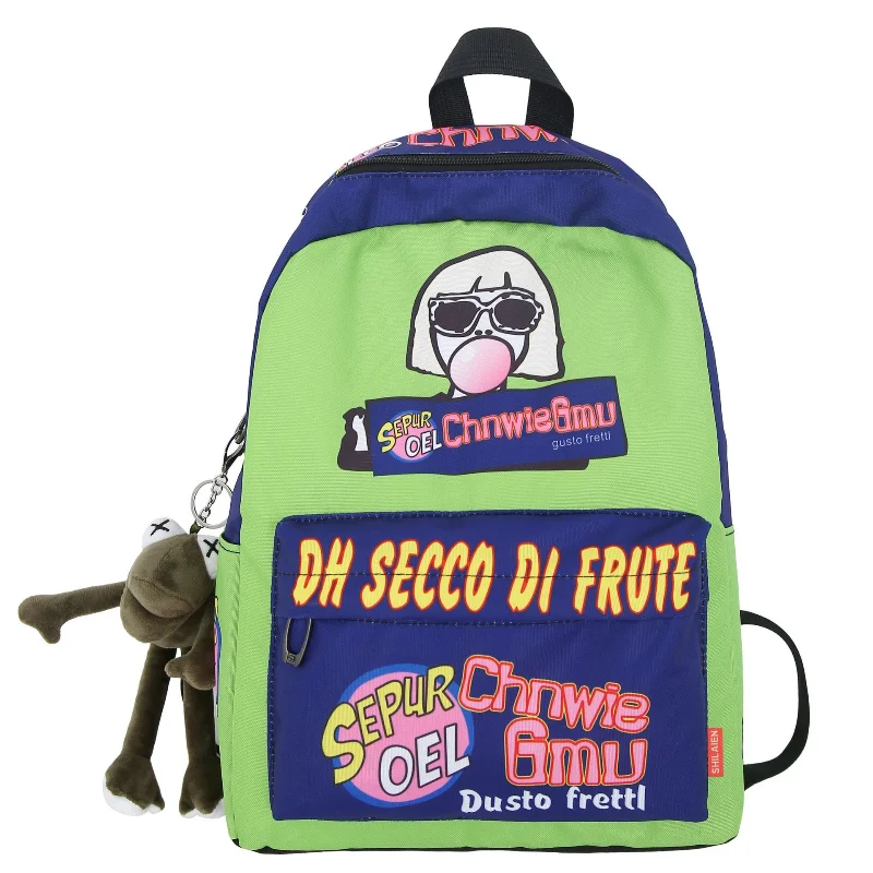 

Korean Version Personalized Graffiti Backpack Oxford Waterproof Student Leisure Backpack Load Reduction Travel Backpack Unisex