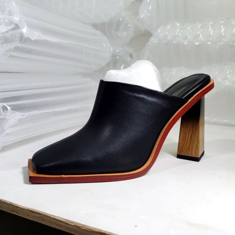 slingbacks sexy pumps high heels leather shoes square toe women pumps party dress shoes spring summer footwear sandals slippers