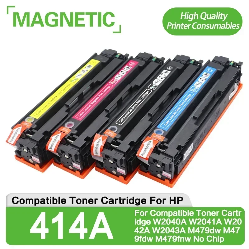 Фото 4 шт., совместимый с HP 414A, совместимый цветной тонер-картридж W2040A W2041A W2042A W2043A M479dw M479fdw M479fnw принтер без чипа №1