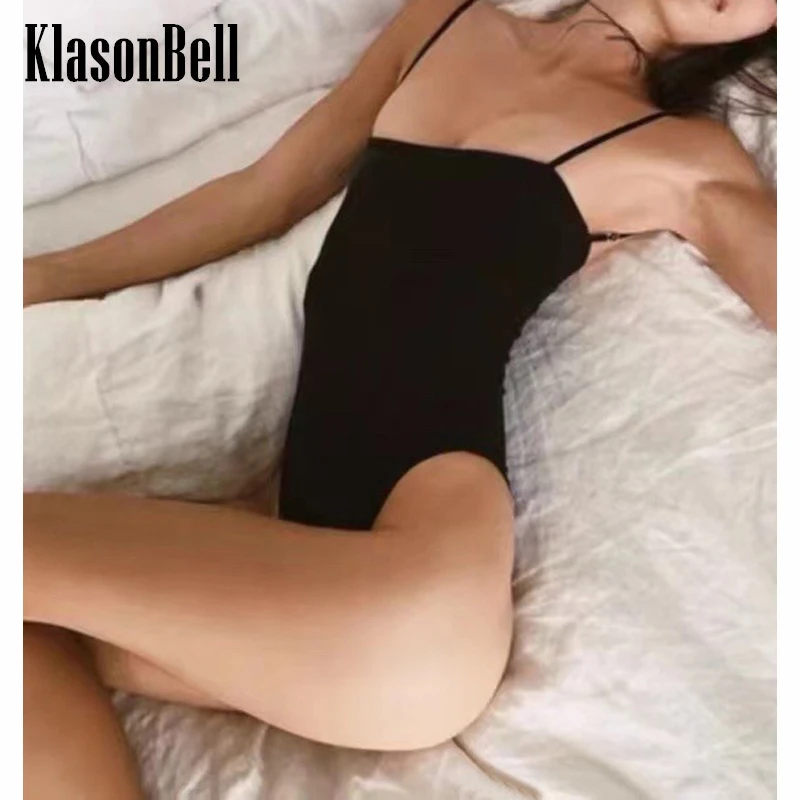 

6.14 KlasonBell Sexy Backless Solid Color Slim Suspender Bodysuit Women