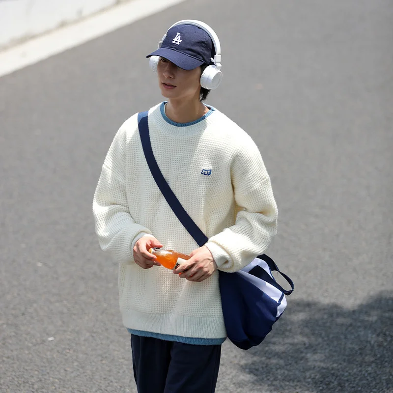 

Men's Fake Two Sweaters 2022 Autumn and Winter New Style Lazy Style Thick Knit Sweater q