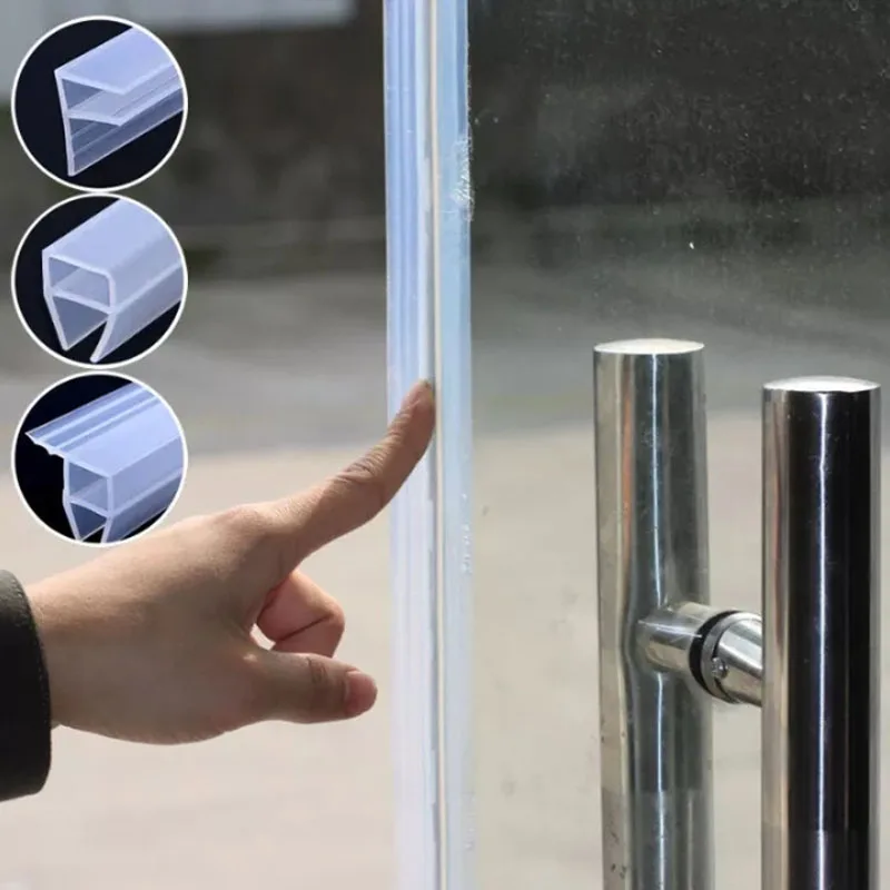 1/2M Window Glass Seal Strip h/F/U Shape Silicone Bath Shower Weather Strips Draft Stopper Door Seal Strips Soundproof