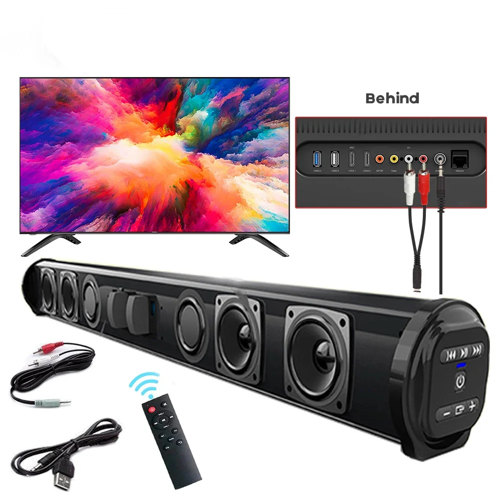 40W TV Car Sound Bar Wired and Wireless Bluetooth-compatible