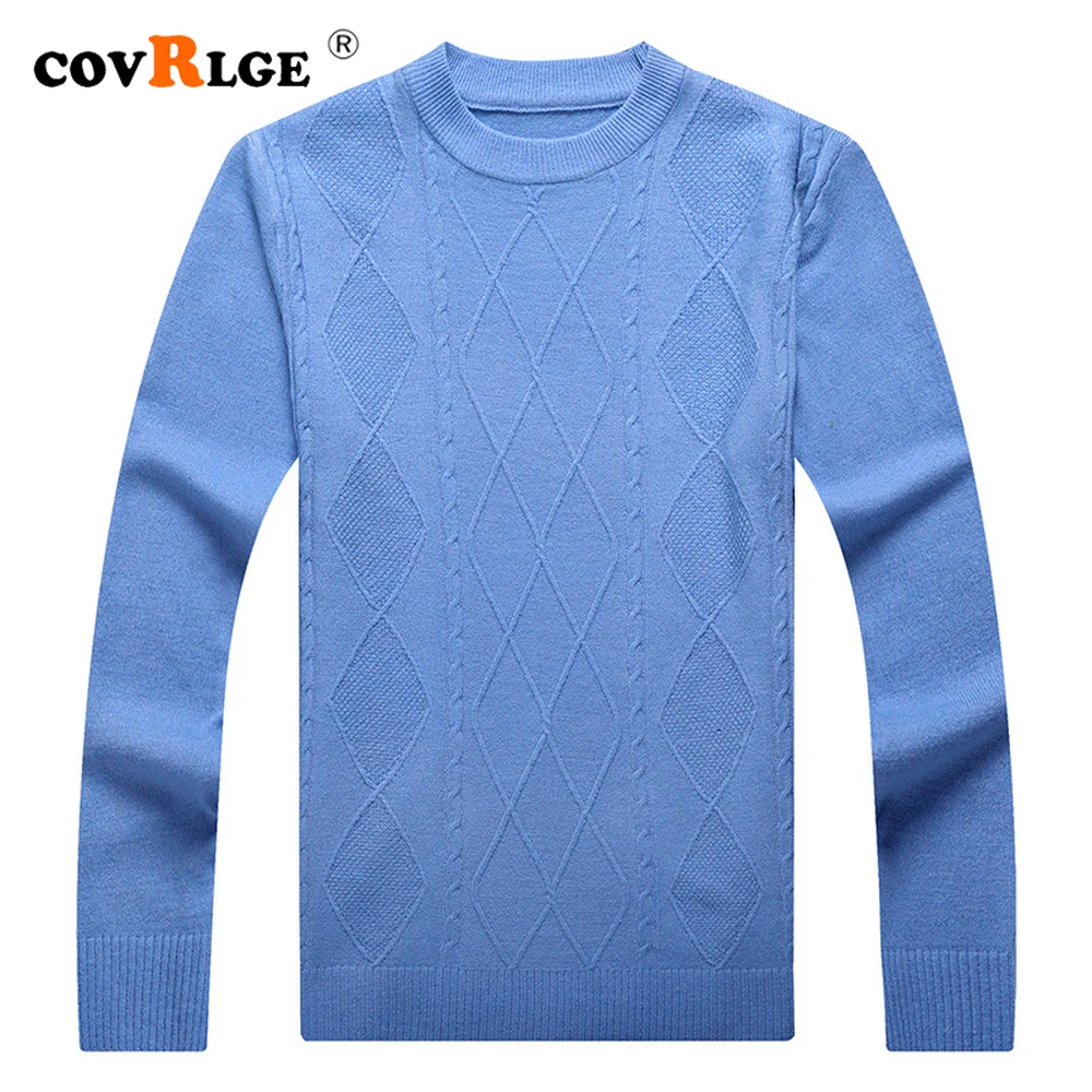 

Осенний мужской жаккардовый свитер Covrlge с круглым вырезом, однотонный Повседневный трикотажный свитер, тонкий пуловер из окрашенной пряжи MZM165