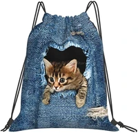 cat drawstring backpack waterproof adjustable lightweight gym drawstring bag sports dance sackpack