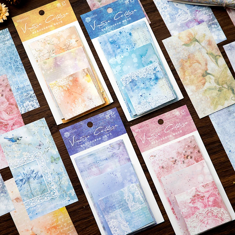 

60pcs Brilliant Galaxy Series Material Paper Vintage Handbook Background Paper Decorative Diary Lable Junk Journal Planner