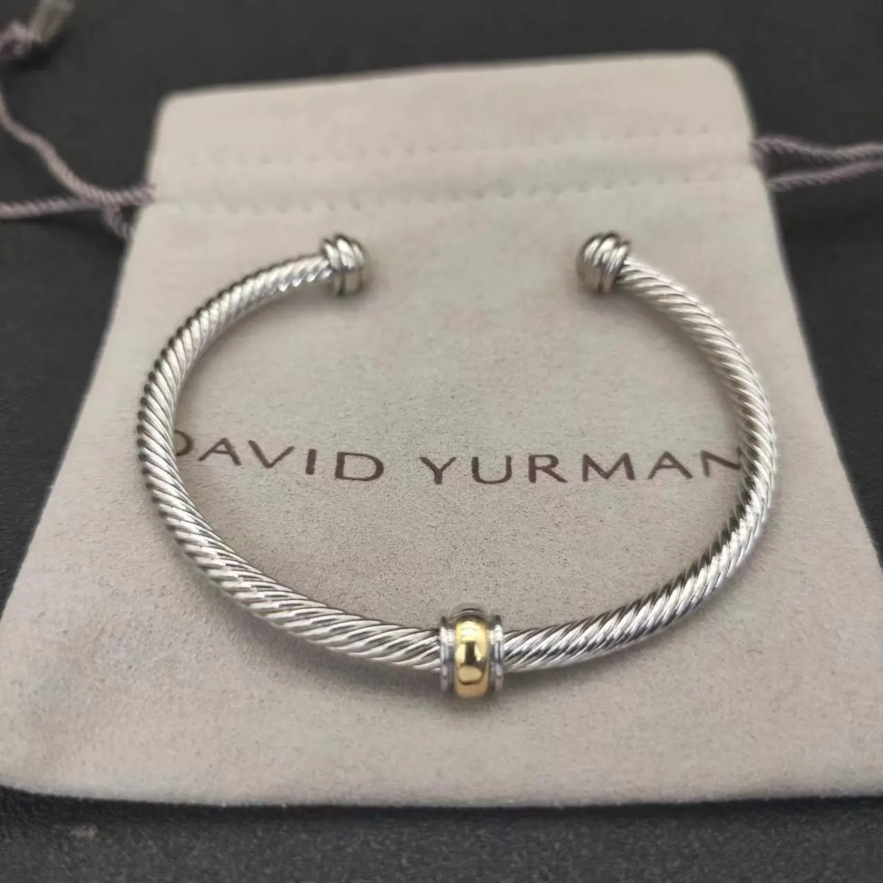High Quality Men's 4mm Bracelet David Yurman Cable Classic BuckleBracelet With 14k Gold 925 Sterling Silver Free Shipping
